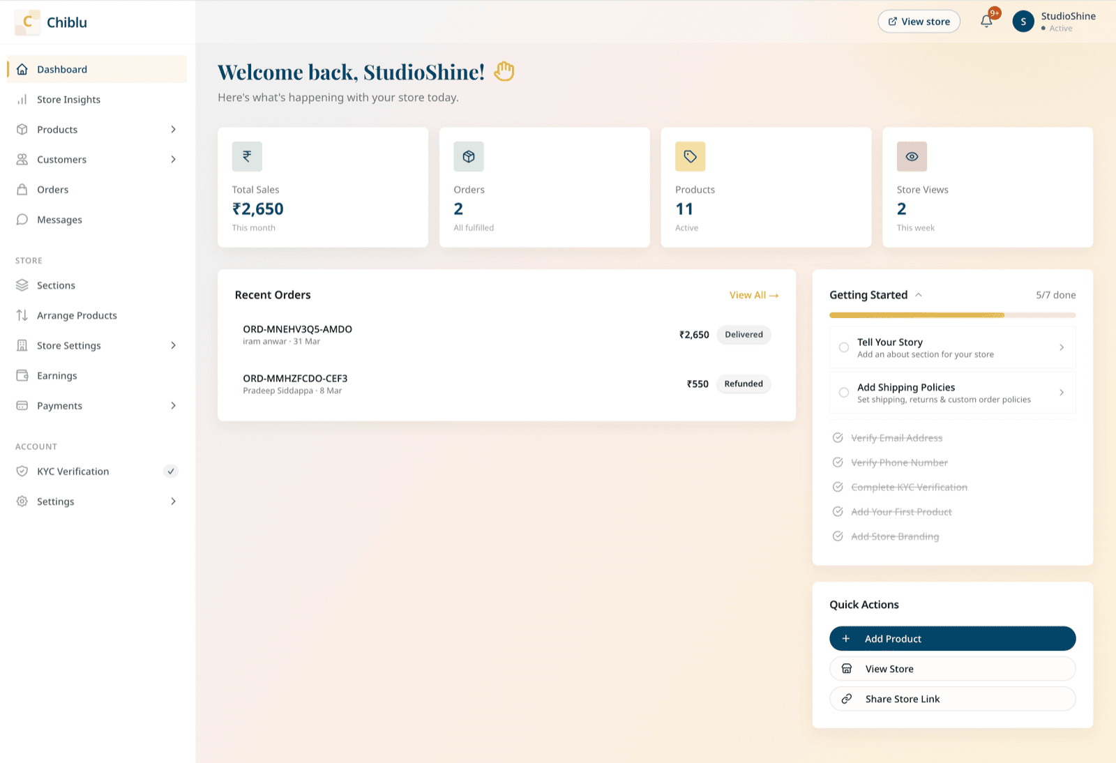 Web dashboard overview