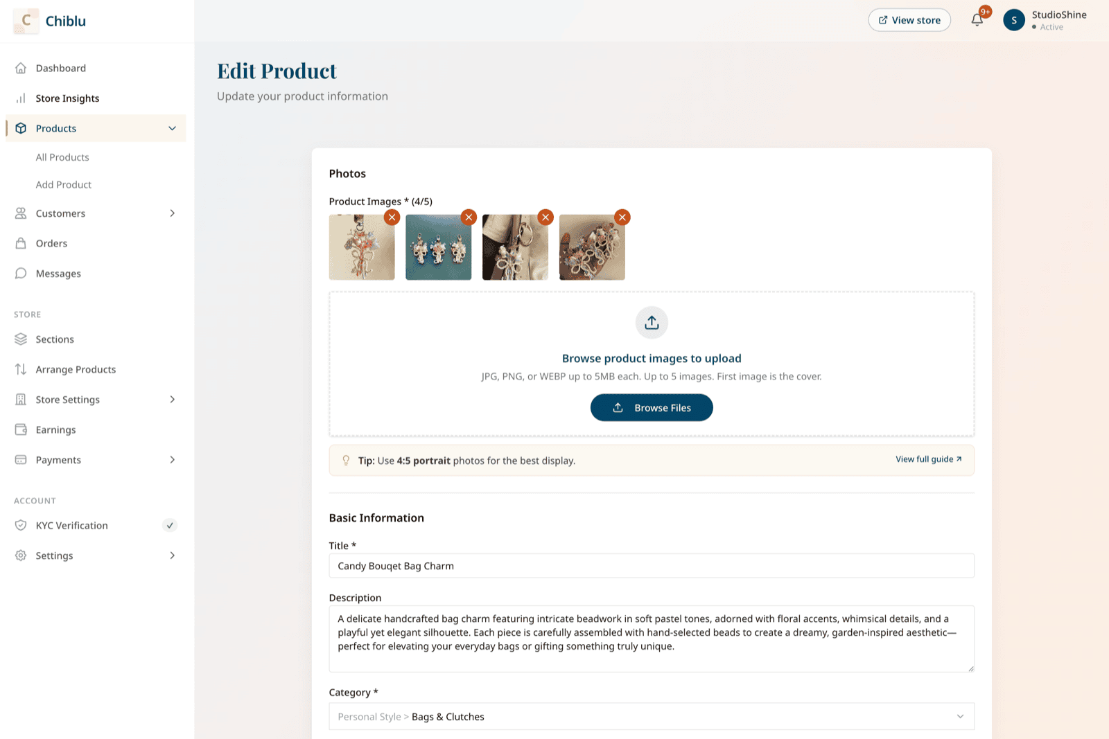 Product editor